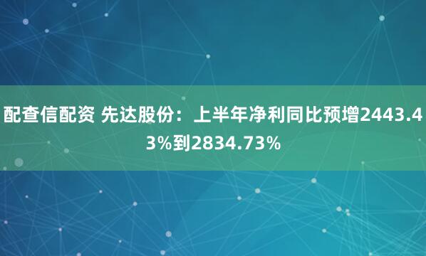 配查信配资 先达股份：上半年净利同比预增2443.43%到2834.73%