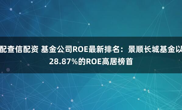 配查信配资 基金公司ROE最新排名：景顺长城基金以28.87%的ROE高居榜首